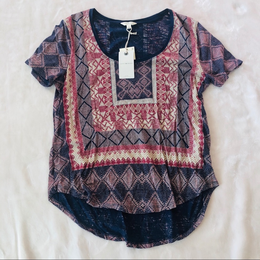 SOLD Lucky Brand Navy Patterned Top